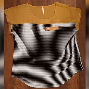 Love Nation Mustard Yellow and Striped Shirt